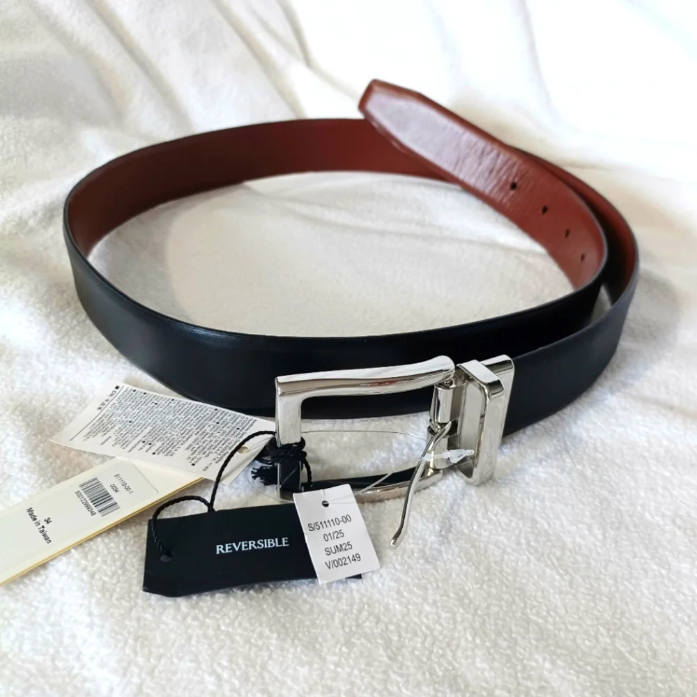 NWT Banana Republic Reversible Black and Brown Leather Dress Belt Size 34